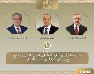 وزير الخارجية يبحث مع نظيريه الباكستاني والتركي التطورات الإقليمية وجهود خفض التصعيد